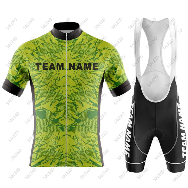 Abbigliamento da Ciclismo Personalizzato con Nome Squadra Uomo Set da Ciclismo Abbigliamento per Bici Traspirante Anti-UV Abbigliamento da Bicicletta Set Maglia da Ciclismo a Manica Corta