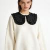 Grote Rever Dames Nepkraag Vetersluiting Halve Blouse Stijl Afneembare Kraag Effen Kleur Kraagdecoratie Nekversiering Trui