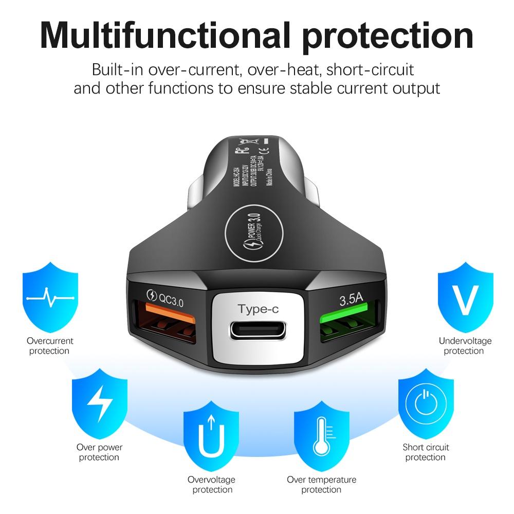 7A Car Charger USB Type C PD Fast Charger Quick Charge 3.0 for IPhone 13 Samsung Huawei