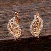 Delicate Leaf  Rose Gold Color English Earrings For Women Luxury Natural Zircon Accessories Vintage Bride Daily Jewelry