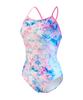 Laelliseupocheu [Rsla417 Mlt] Perfume Foil Double Strap X-Back Swimsuit Multi