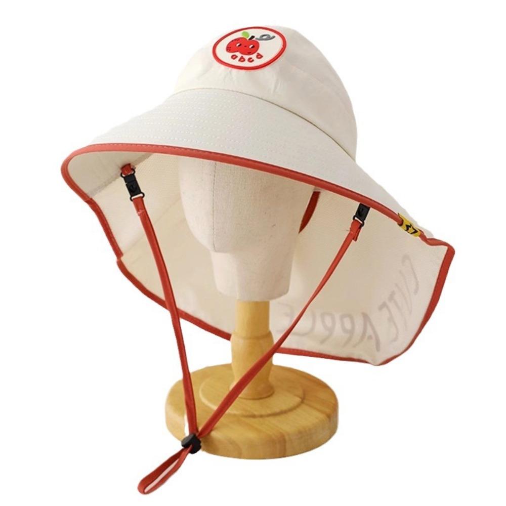 

Adjustable Sun Hat with Neck Flap Cute Kid Bucket Hat Casual Big Brim Sunhat Outdoor білий