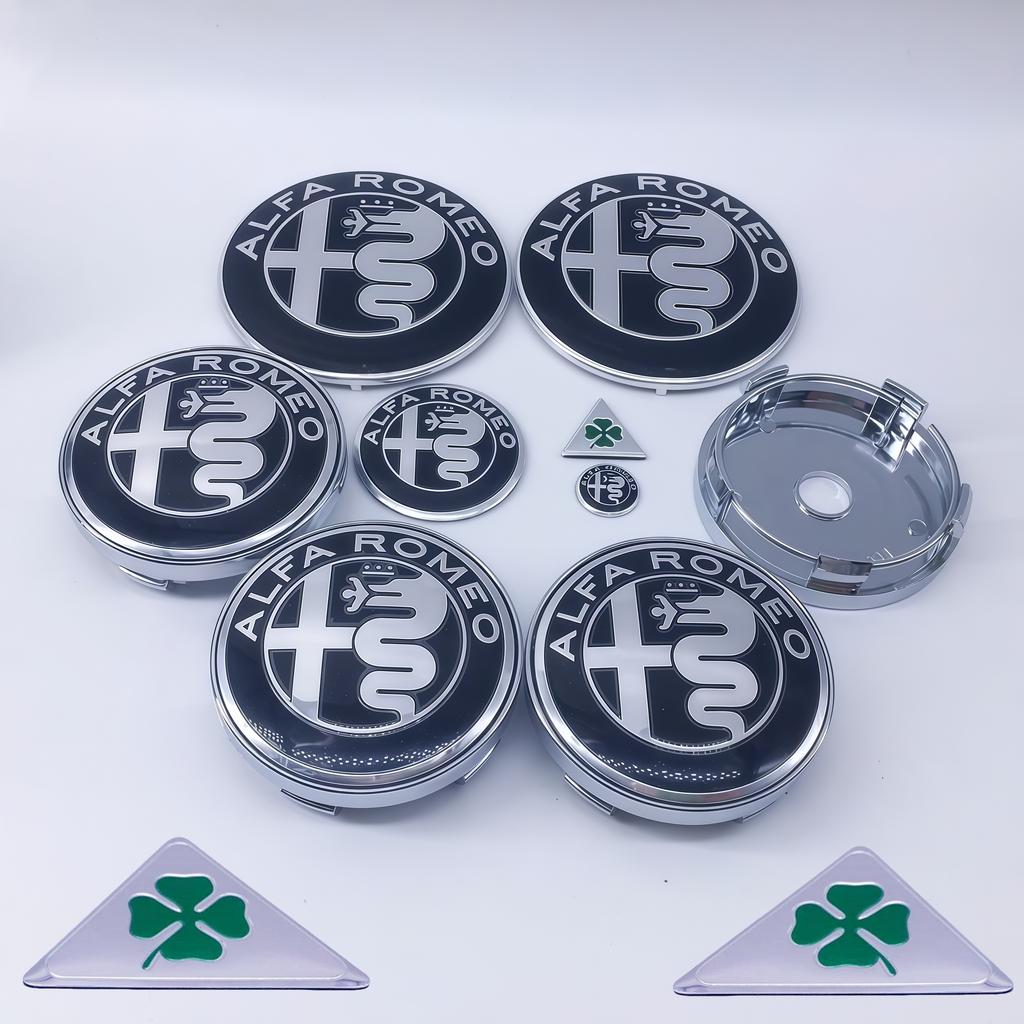 1Set 11pcs Wheel Hub Cover Caps Decoration Stickers for Alfa Romeo GTAM 159 147 156 166 Sizes 14mm-74mm Modification Accessories