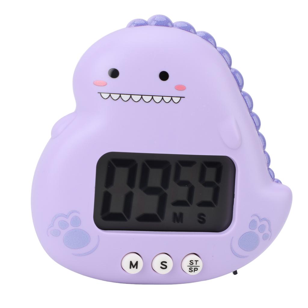 Cute Dinosaur Kids Timer Large LCD Display Loud Alarm Digital Kitchen Timer Magnetic Countdown Timer for Classroom Home