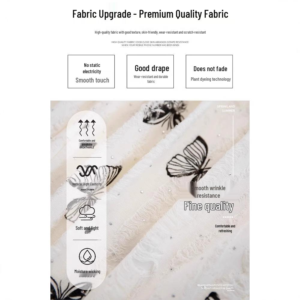 2028 Women's Summer Petite Rhinestone Butterfly Print Ice Silk White Wide-Leg Pants