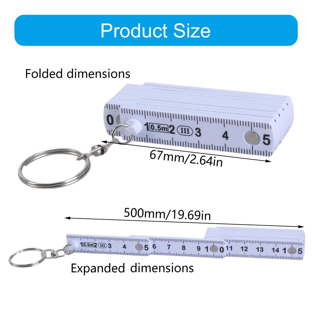 Compact Folding Ruler Keyring Multifunction Mini Folding Ruler Keychain Easy To Carry for Convenient Measuring Anywhere