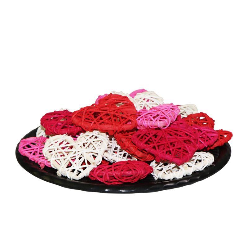 BHBL 32Pcs 2 Inch Valentine'S Day Heart Shape & Round Rattan Balls Decorative Wedding Wicker Balls Decorations