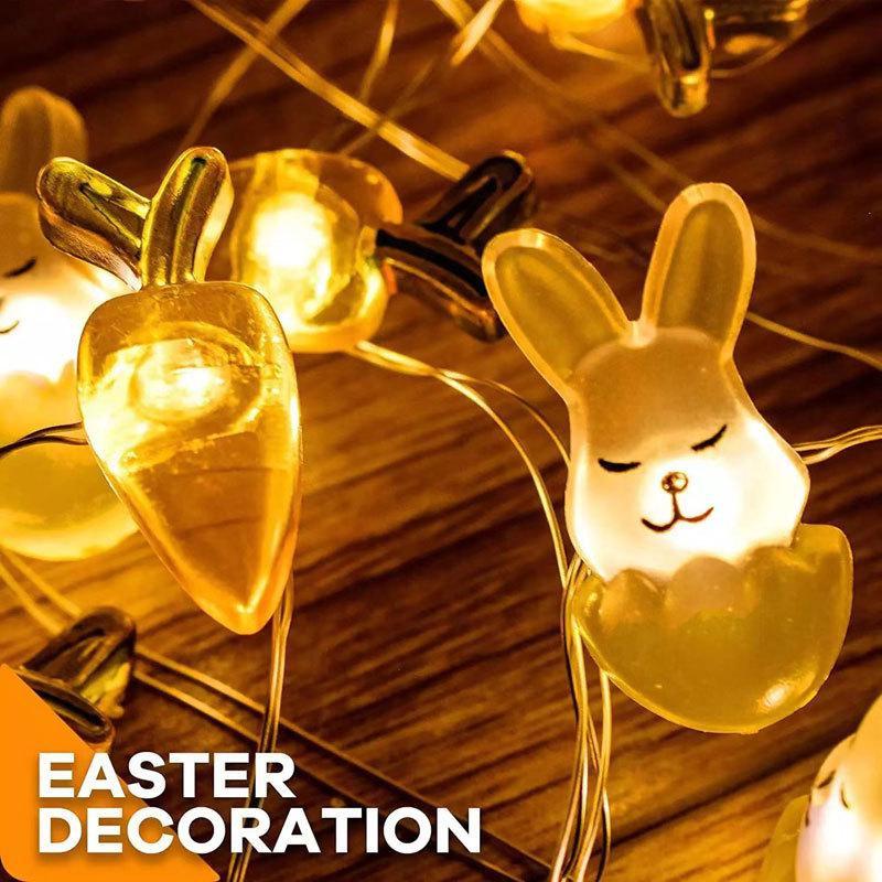 Oster-LED-Hasen-Lichterkette, Karotte, Kaninchen, Lichterkette, Geschenke, Ostern, Party, Heimdekoration, Zubehör HMM