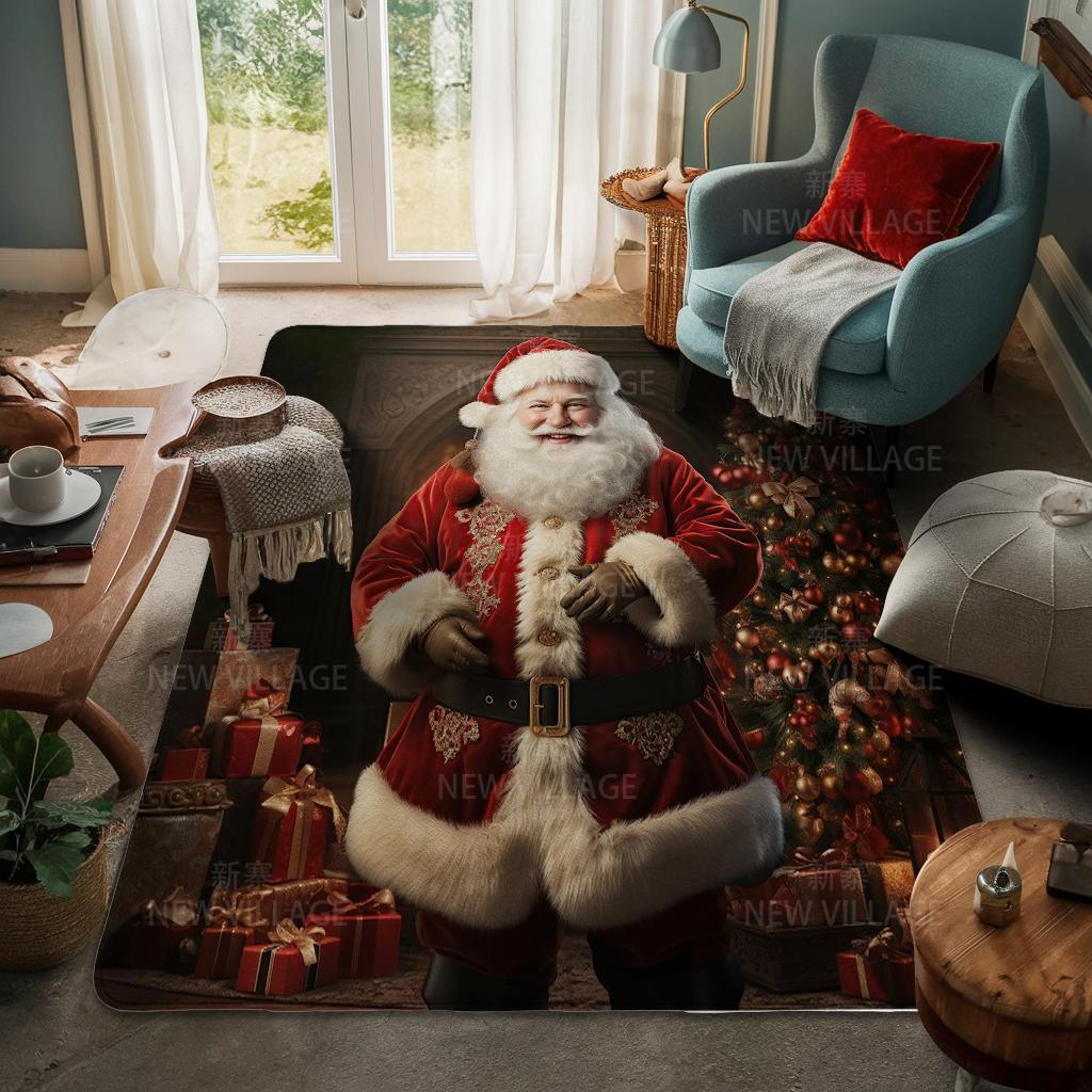 House Entrance Carpet Home Door Mat Living Room Bath Foot Bathroom Non-slip Water Absorption Rugs Bath Merry Christmas Winter
