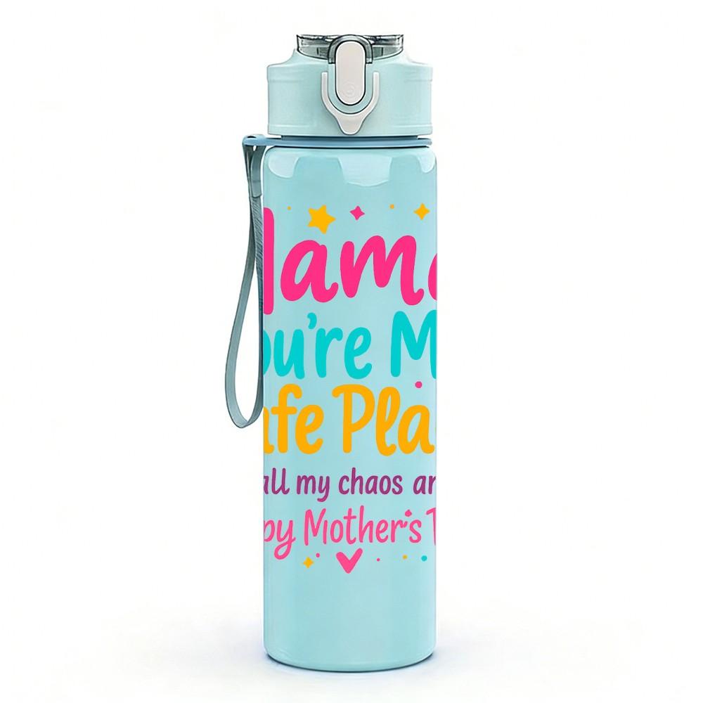 1PC Mama You Are My Safe Place Pattern 750ml Color Plastic Sports Water Bottle Leakproof Flip Straw Lid Suitable for Sports Office Home Use