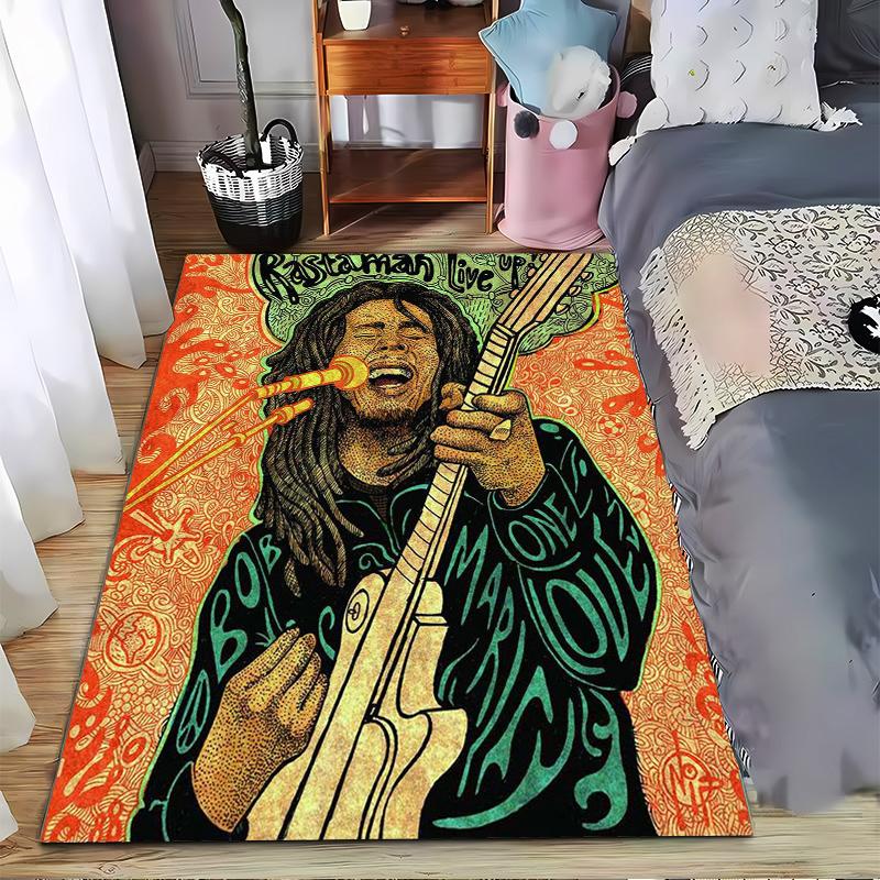 Vibrant Rasta Music Rug with Love and Life Suitable for use as an anti-slip game mat for living room and bedroom sofas