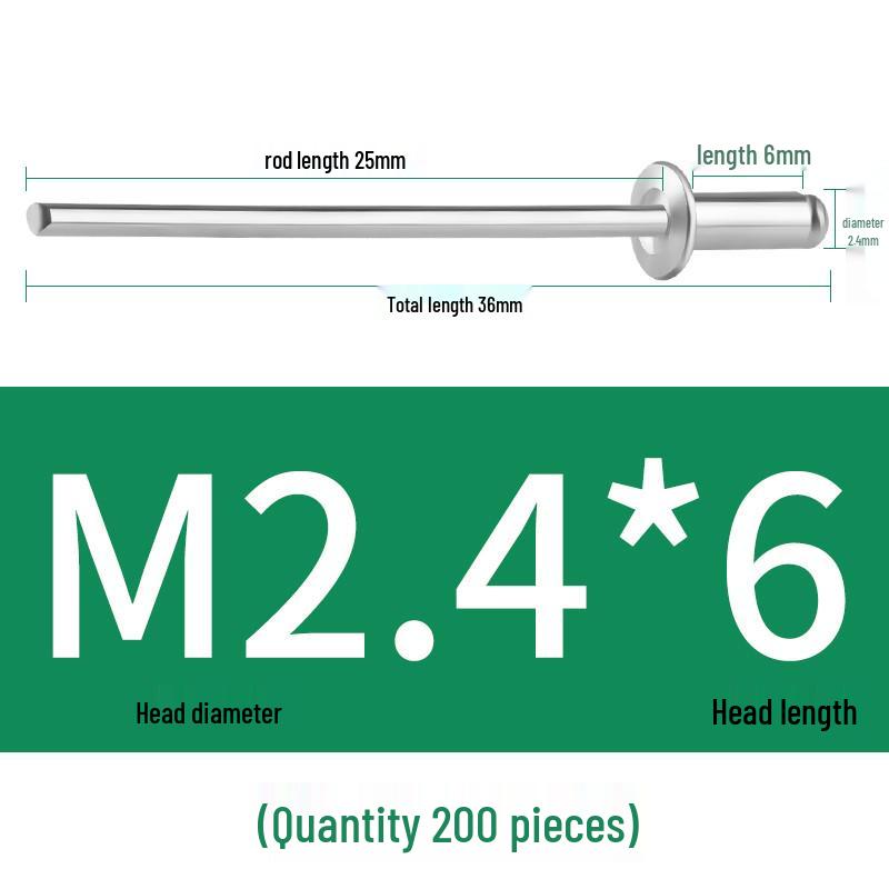 

Алюмінієві заклепки - З круглою головкою M3.2, M4, M5, M6