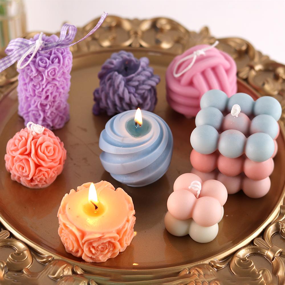 3D Bubble Candle Silicone Mold Handmade Aromatherapy Soy Wax Candle Mould DIY Nonstick Cube Soap Mold Making Supplies Home Decor