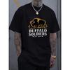 European Sizes Men'S Black T-Shirt with Buffalo Soldiers Graphic - Casual Wear