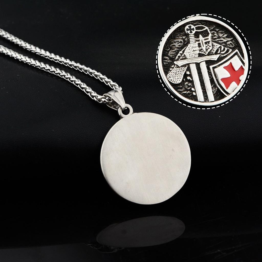 Vintage Knight Pendant Necklace Titanium Steel Amulet Jewelry Neck Jewelry Punk Chain Necklace Suitable for Men Present