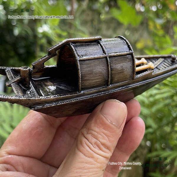 Floating Chinese Antique-Style Fishing Boat Model: Outdoor and Indoor Aquatic Landscape Decor