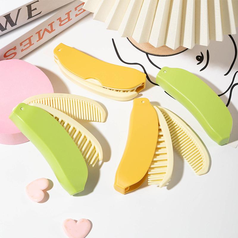 

2 в 1 банановая складная расческа для волос антистатическая банановая головка массажер расческа креативная ручная расческа для ухода за волосами парикмахерский инструмент для укладки