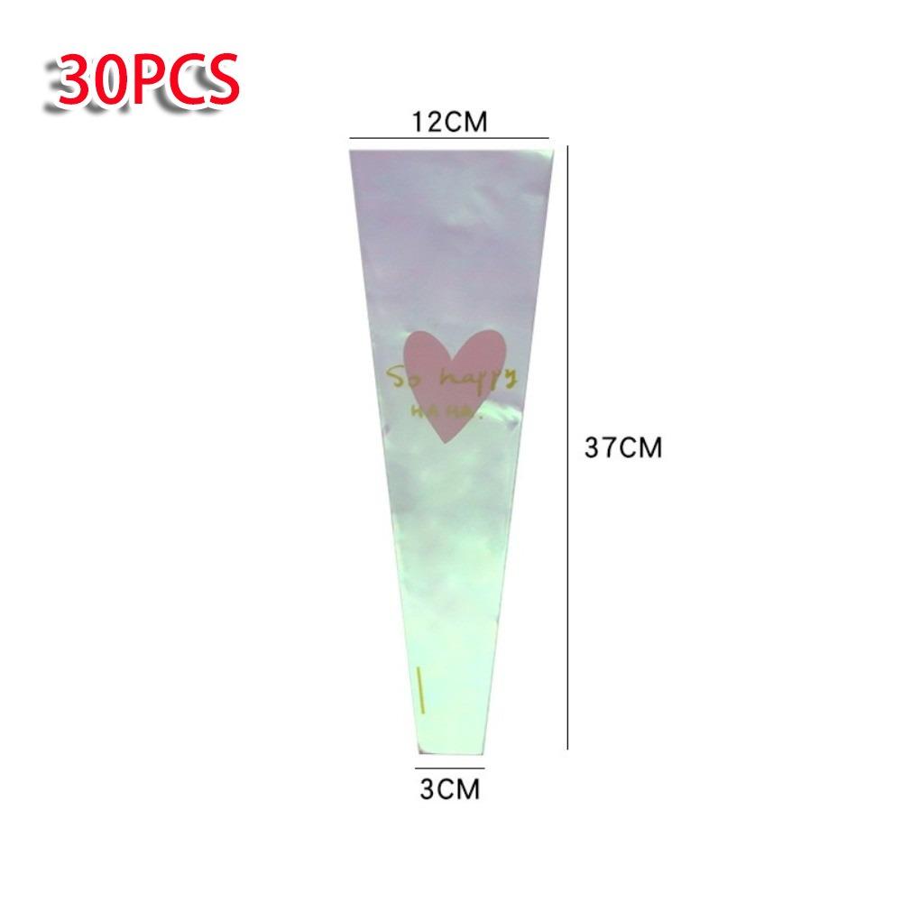 30PCS Love Heart Flower Packaging Bag Waterproof Bouquet Packaging Sleeve Flower Wrapping Bag