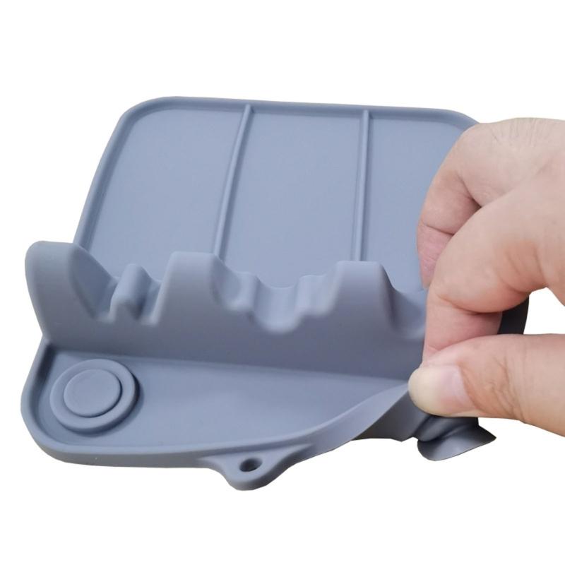Space Efficient Silicone Utensils Holder With Hanging Hook Nonslip Base And Anti Mixing Channels For Modern Kitchens