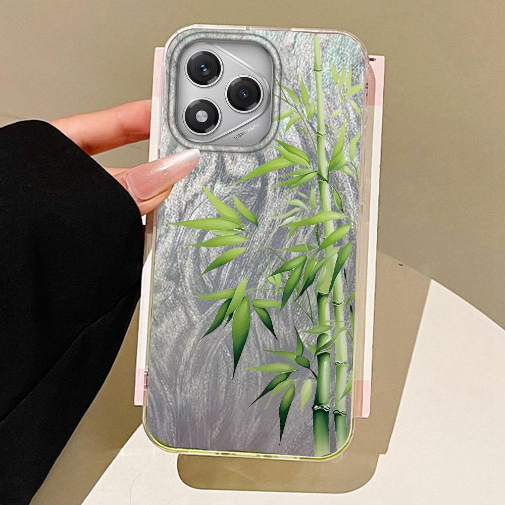 

Зеленый бамбуковый цветочный камлет текстурный чехол для телефона для Honor 400 200 Pro Magic7 6 5 Lite X9a X9c X8b X8a X8c Силиконовый чехол TPU накладка Honor 400 белый