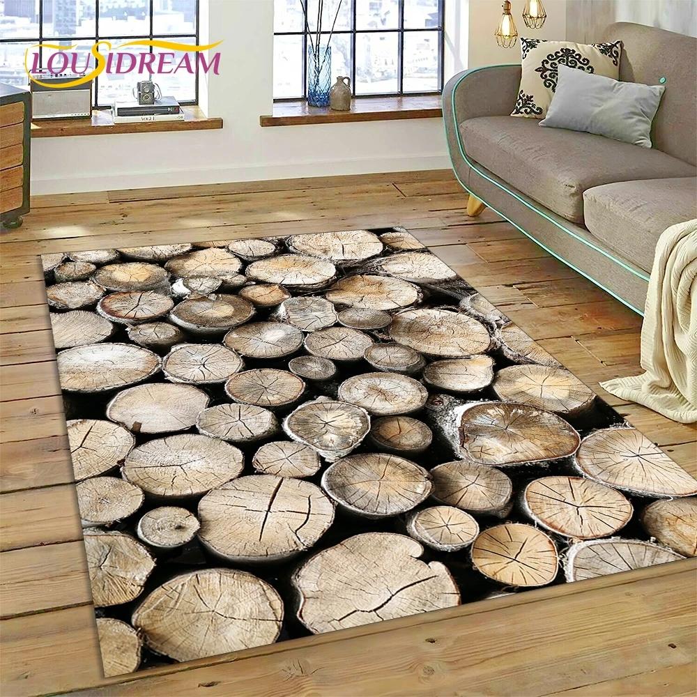 Color 3D Wood Grain Lines Rug Carpet for Living Room Bedroom Home Decor,Floor Mat Non-slip Decoration for Sofa Doormat Kid Gift