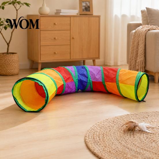 Collapsible Cat Hide Tunnel Rainbow Toy, with Peek Hole, Zippered Activity Toy Modular Tunnels, Can Be Freely Combined for Indoor Cats Kittens