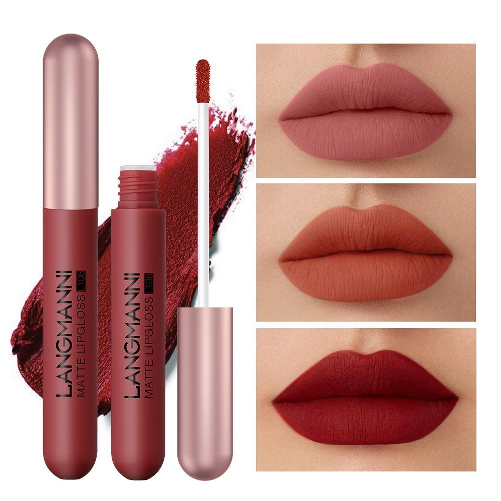 Langmanni New Matte Velvet Mist Lip Gloss Set 6 Lip Glaze Red Suits
