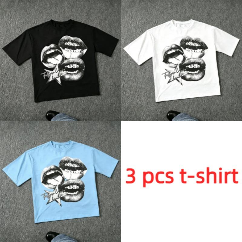 Harajuku Buchstabe Mund Druck Damen T-Shirts Sommer Mode Straße Outdoor Lässig T-Shirt Tops für Herren und Damen Tees Top