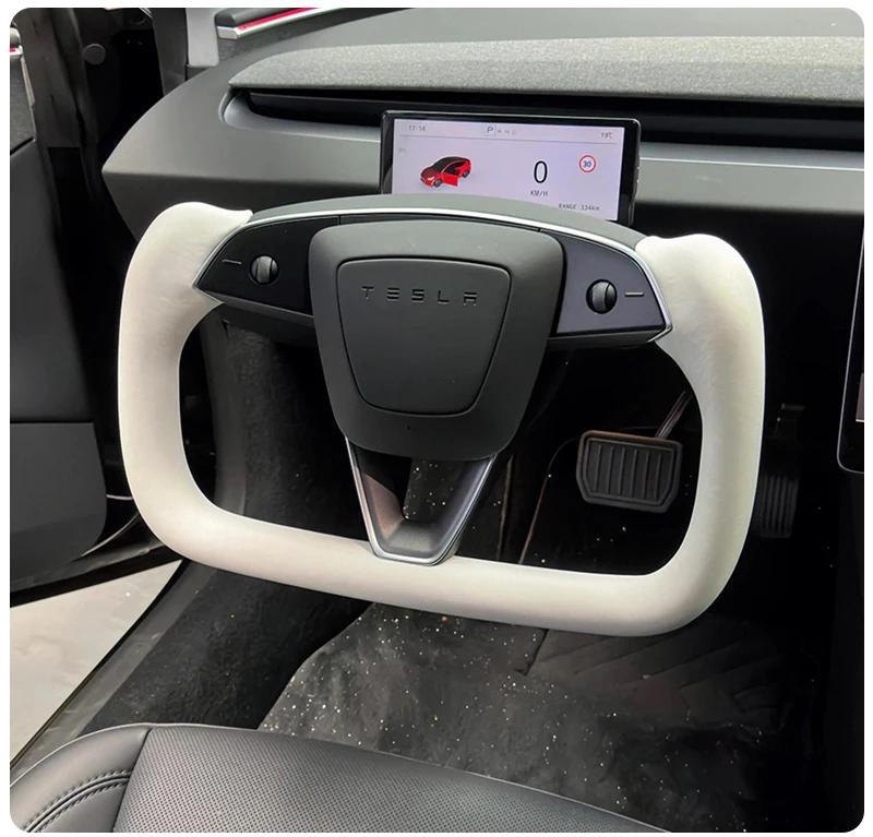 Mango Para Tesla Model 3 Highland 2026 Volante Yugo Alcantara/Cuero Nappa Modelo de Carreras de Coches 3 Highland 2024 2025