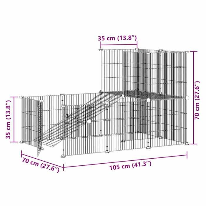 3114061 vidaXL Pet Cage with 20 Panels and Door Black 35x35 Cm