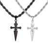 Cool Punk Sword Cross Pendant Necklace for Men Stainless Steel Twist Chain Necklace Fashion Casual Style Jewelry