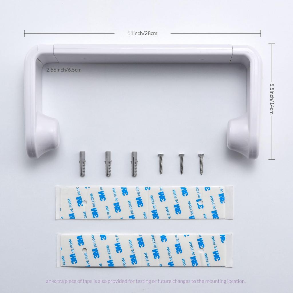 simpletome Paper Towel Holder with One-Handed Tear, Adaptive Tension Arm, Adjustable Length 24-28cm (White)