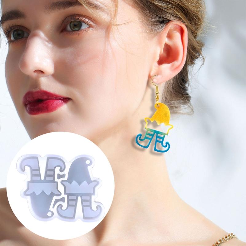 Christmas Elf Shape Pendant Earrings Silicone Mold Suitable for Epoxy Resin Diy Craft Charms Ornament Jewelry Making