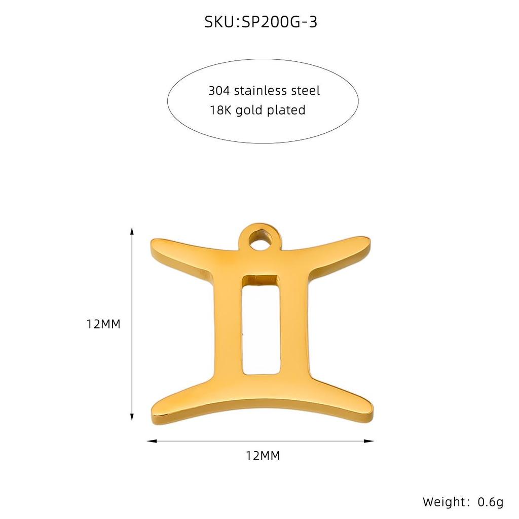 European & American Titanium Steel Zodiac Pendant Necklace & Bracelet - Handmade Gold Electroplated Accessories