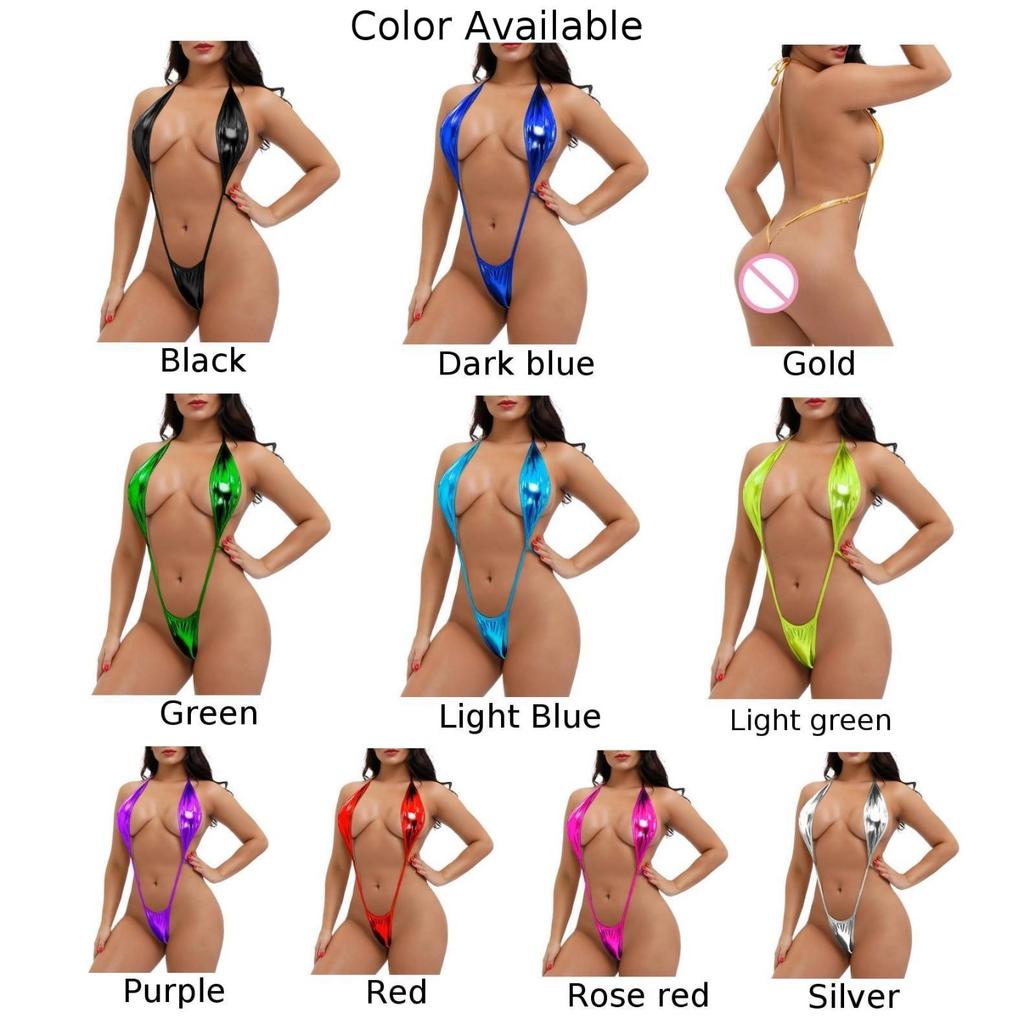 Polyester Bodysuit Sexy Lingerie G-string Thongs Halter Bikini Comfy