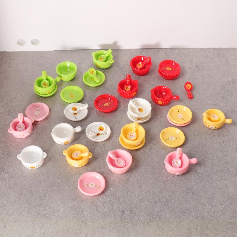 3Pcs 1/12 Dollhouse Mini Instant Noodles Bowl Plates Dishes Model Simulation Kitchen Decoration Doll House Pretend Play Toys
