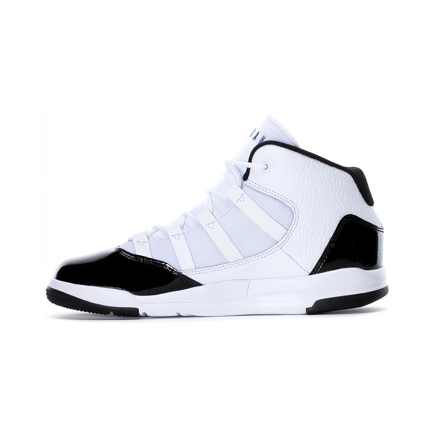 

Новые детские баскетбольные кроссовки Jordan Max Aura с амортизацией, устойчивой к скольжению, средней высоты, бело-черные, для детей 3-7 лет, AQ9216-121 33.5