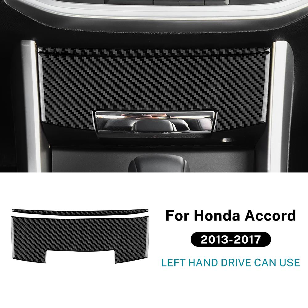 Real Soft Carbon Fiber Sticker For Honda Accord 2013 2014 2015 2016 2017 LHD Car Storage Box Panel Interior Trim Accessories