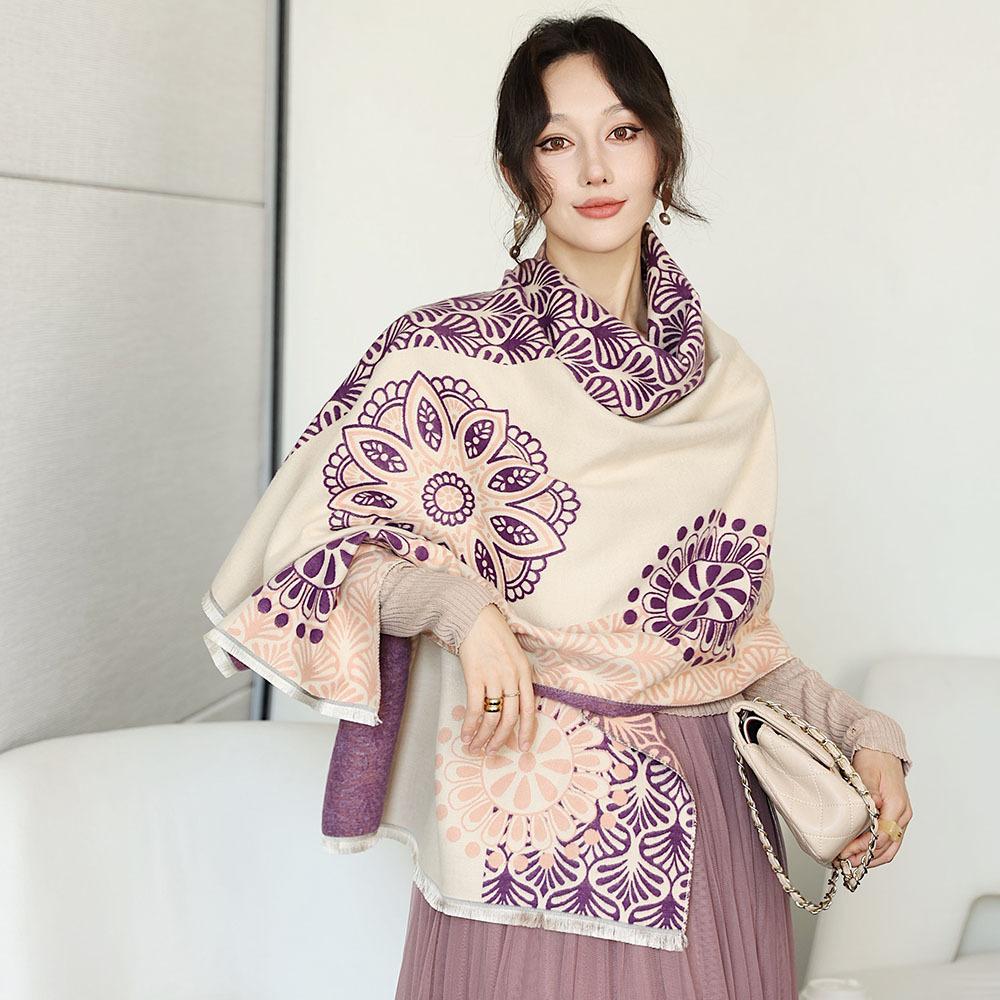 Double Sided Scarf For Women, Autumn And Winter Long Style, Suitable For Both Wearing And Wearing Cloaks, With A Thick Imitation Cashmere Shawl