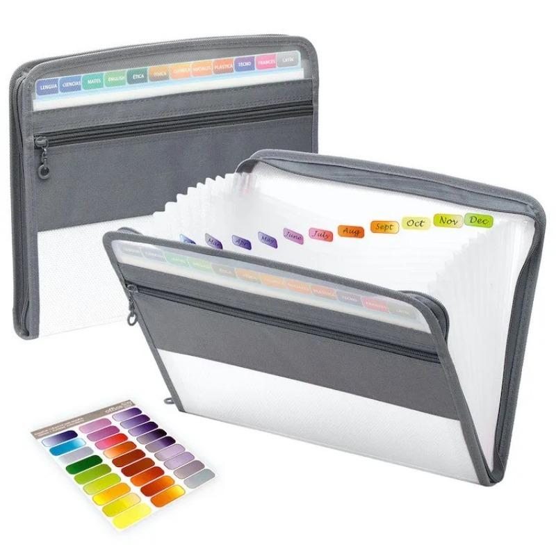 Accordion File Organizer with Safe Zipper 13 Pocket Expanding File Folder with Front Pencil Pouch Office Supplies