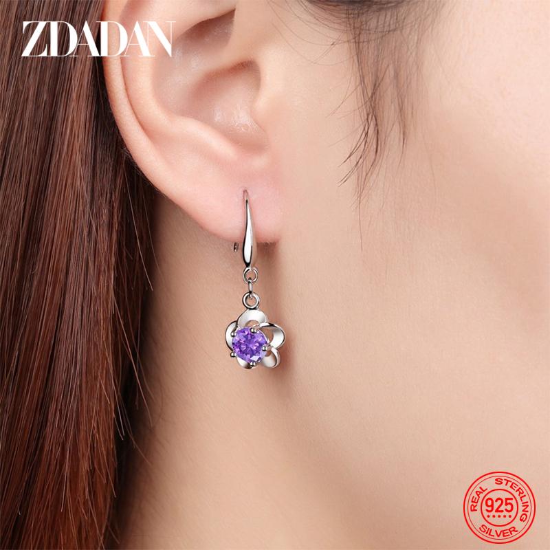 New Arrival 925 Sterling Silver Flower Amethyst Earring for Women Fashion Jewelry