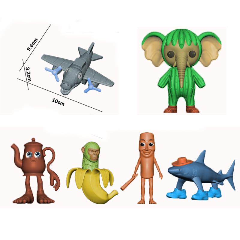 Non-Toxic New Tungtungtungsahurcreative Parody Figurine Models 8 Shark Wooden Stick Figurines Desktop Ornaments Toys