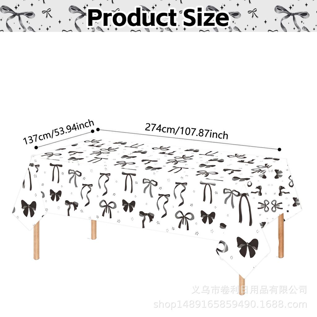 Bow Theme Party Supplies Bow Tablecloth Party Decoration Arrangement Props Tablecloth Atmosphere Tablecloth