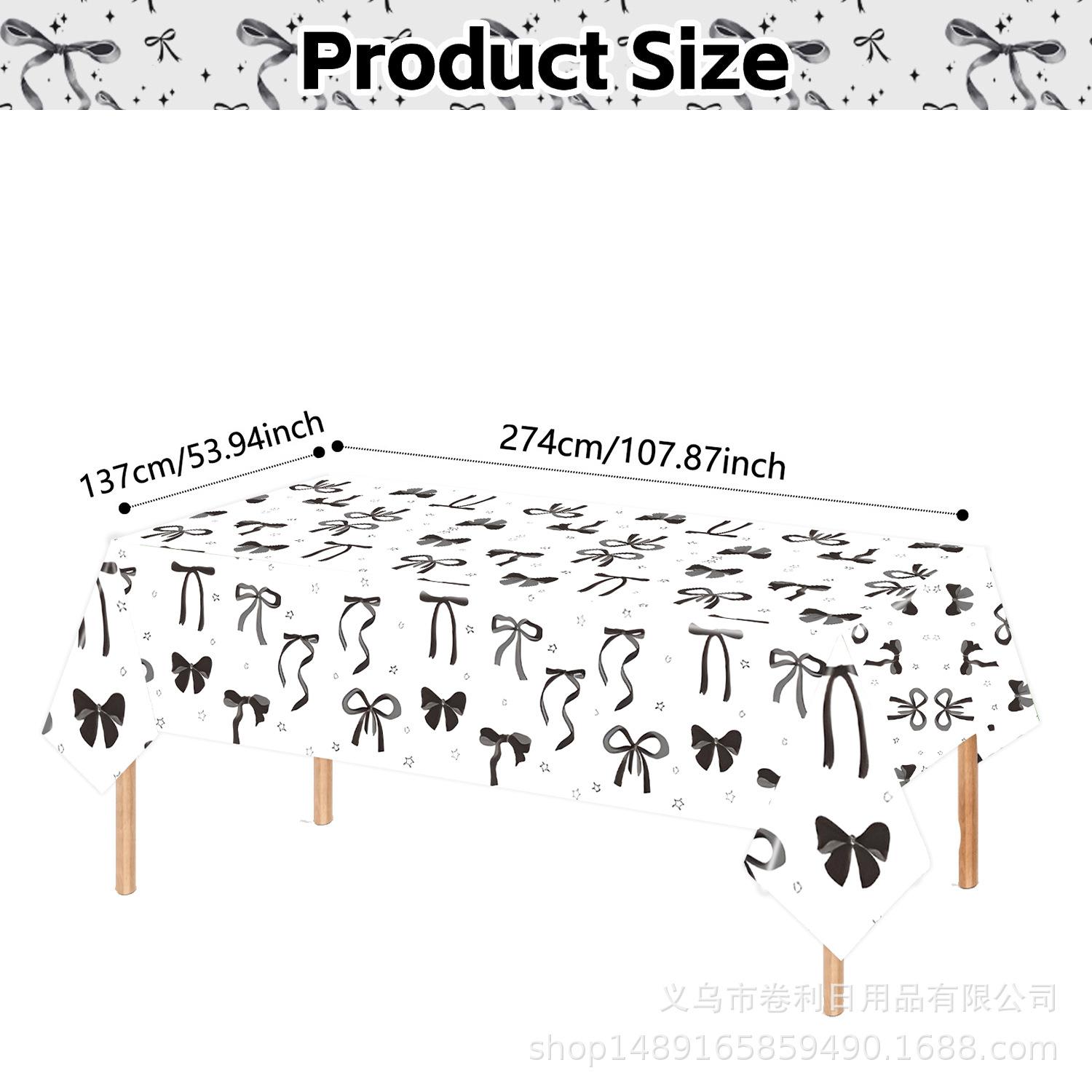 

Bow Theme Party Supplies Bow Tablecloth Party Decoration Arrangement Props Tablecloth Atmosphere Tablecloth black white background bow tablecloth 137 * 274