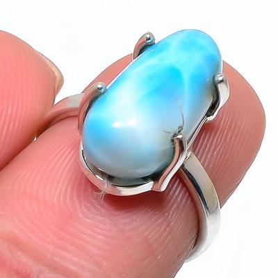 Natural Republic Larimar Edelstein 925 Sterling Silber Geschenkring S.6 W8q19