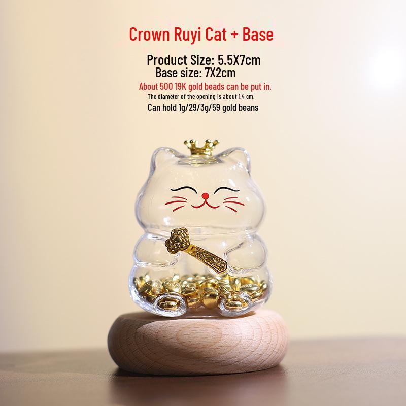 Mini Ruyi Cat Wishing Bottle Piggy Bank for Gold Bars & Sunflower Seeds