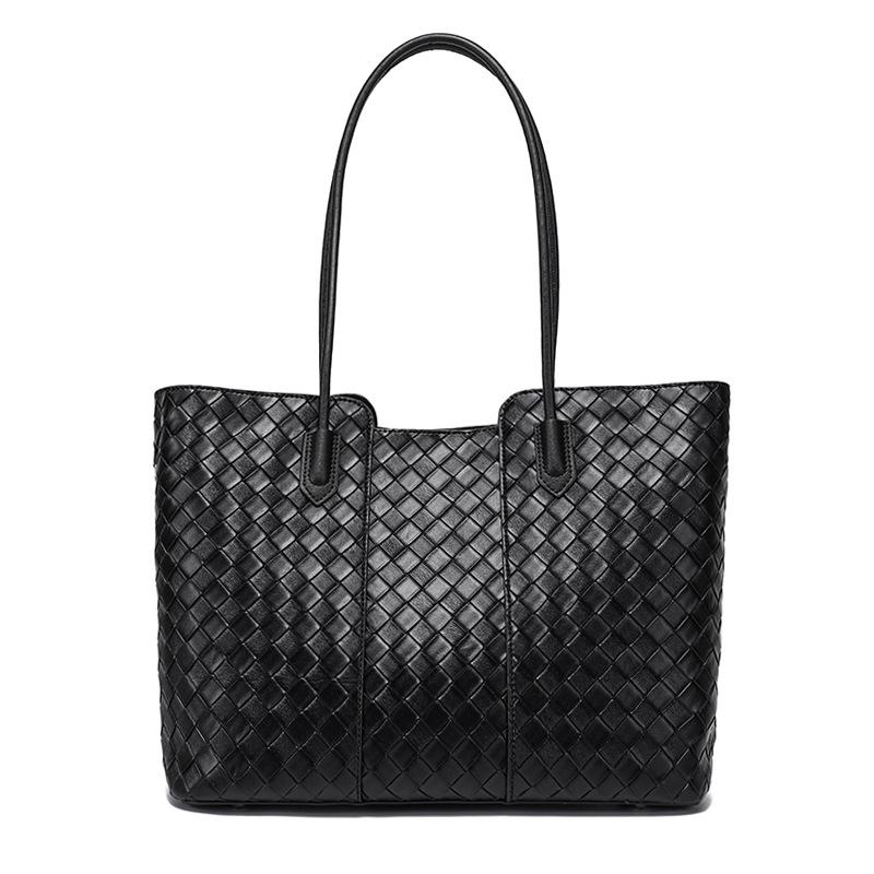 High-End Genuine Leather Women's Woven Tote Bag - Large Capacity, Versatile Cowhide Handbag