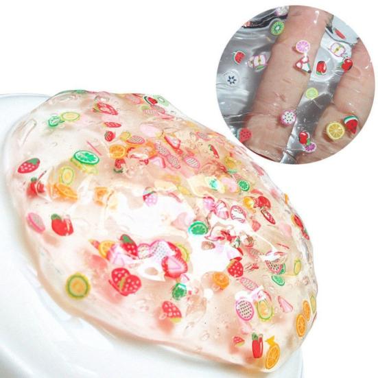 Transparent Sliced Fruit Salad Slime Magic Mud Putty Stress Relief Sludge Toy