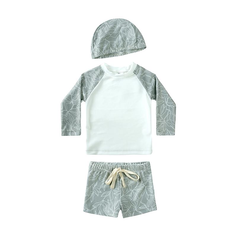 

Summer Kids Boy Swimsuits Sun Protection Vacation Beach Pants Long sleeve Tops with Hat Children Surfing Swim Suit 1-7T 80