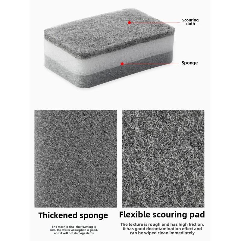 1PCS Double Sided Dish Sponge, Heavy Duty Kitchen Cleaning Sponges, High Density Thick Scrubber for Dishes, Pots and Pans